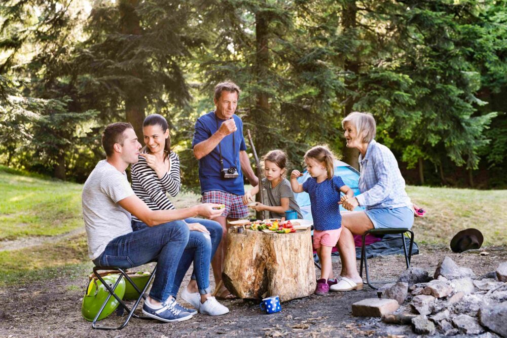 beautiful family camping in forest eating together PEHPYDF compressed scaled 1 &mdash; Astuce rituels, enfant, famille, éducation, routine